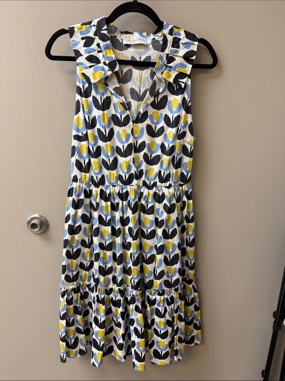 Cristina Gavioli Collared Sleeveless, Floral, Tiered Midi Dress - Size 10